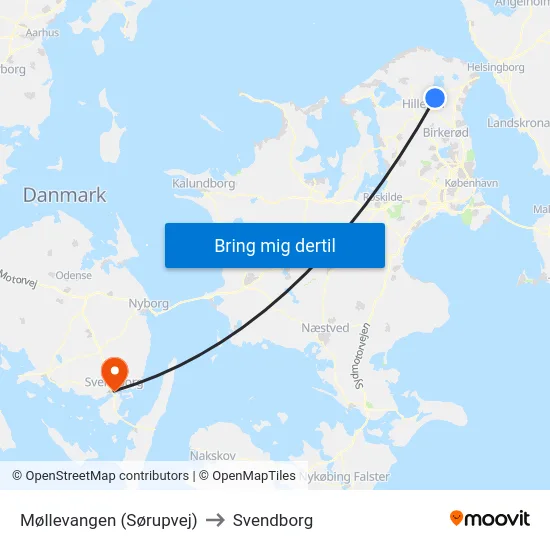 Møllevangen (Sørupvej) to Svendborg map