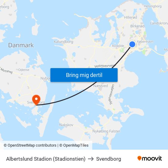 Albertslund Stadion (Stadionstien) to Svendborg map