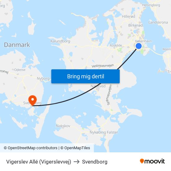 Vigerslev Allé (Vigerslevvej) to Svendborg map