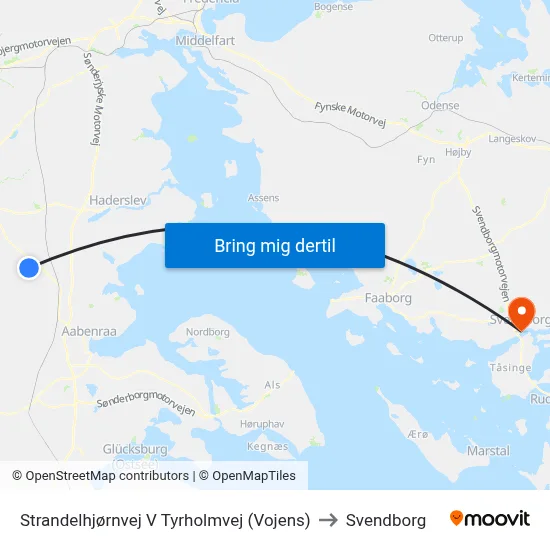 Strandelhjørnvej V Tyrholmvej (Vojens) to Svendborg map