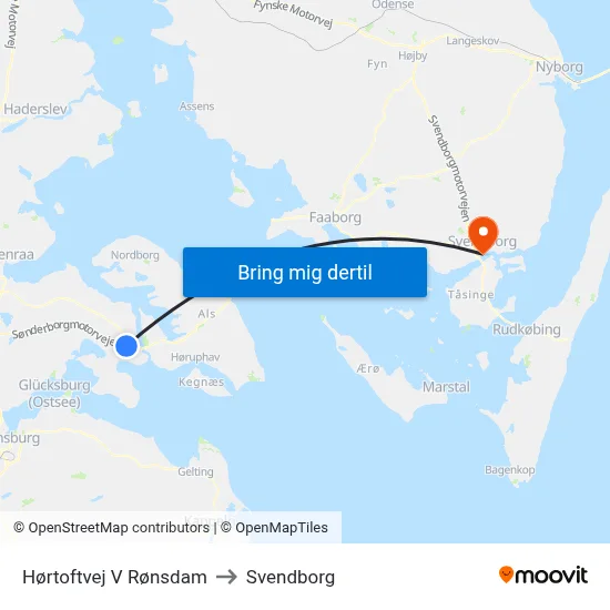 Hørtoftvej V Rønsdam to Svendborg map