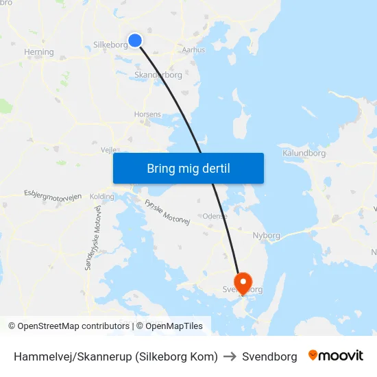 Hammelvej/Skannerup (Silkeborg Kom) to Svendborg map