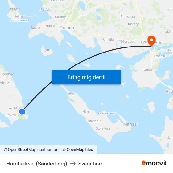 Humbækvej (Sønderborg) to Svendborg map