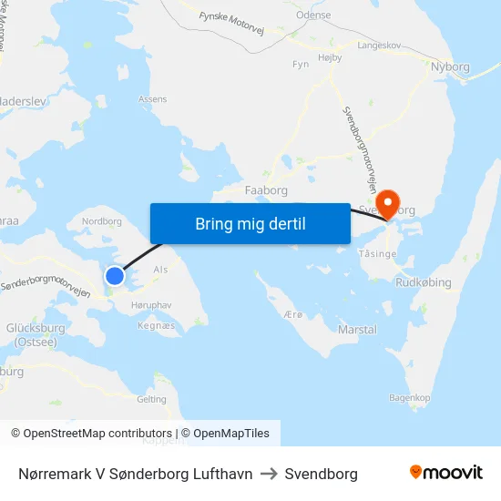 Nørremark V Sønderborg Lufthavn to Svendborg map