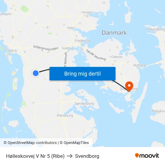 Hølleskovvej V Nr 5 (Ribe) to Svendborg map