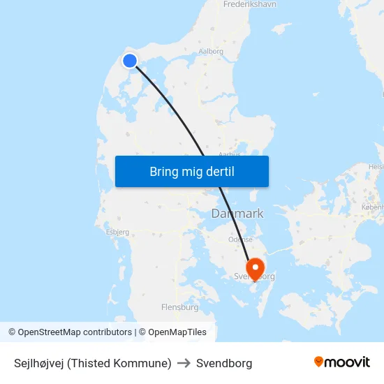 Sejlhøjvej (Thisted Kommune) to Svendborg map