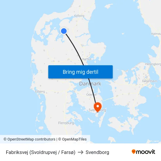 Fabriksvej (Svoldrupvej / Farsø) to Svendborg map