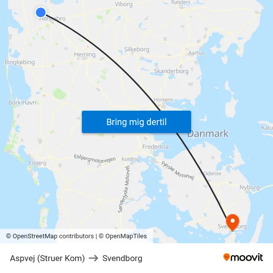 Aspvej (Struer Kom) to Svendborg map