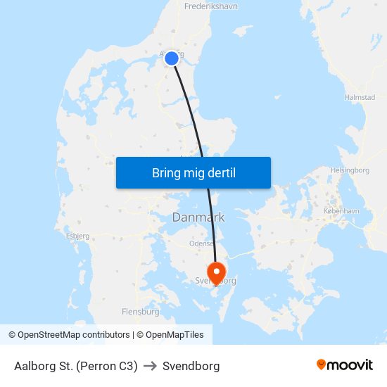 Aalborg St. (Perron C3) to Svendborg map