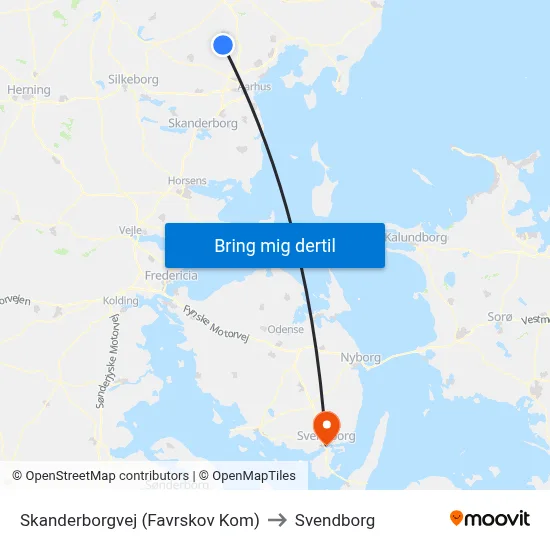 Skanderborgvej (Favrskov Kom) to Svendborg map