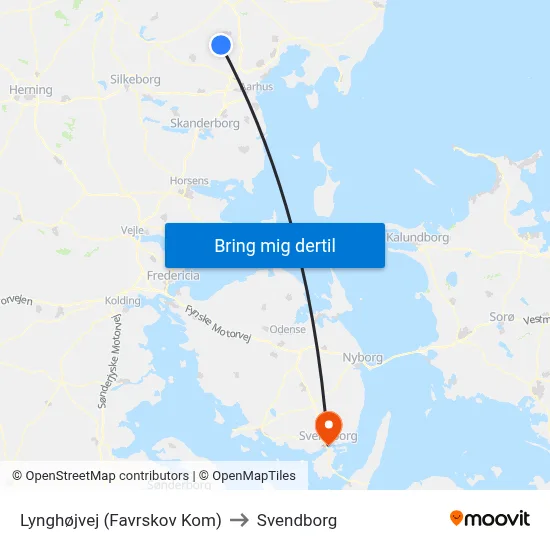 Lynghøjvej (Favrskov Kom) to Svendborg map