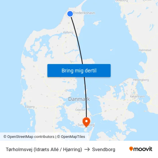 Tørholmsvej (Idræts Allé / Hjørring) to Svendborg map