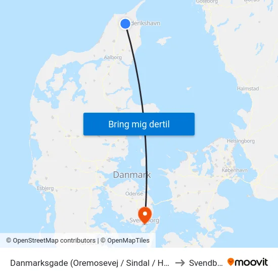 Danmarksgade (Oremosevej / Sindal / Hjørring K.) to Svendborg map