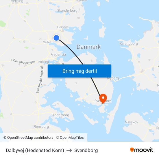 Dalbyvej (Hedensted Kom) to Svendborg map