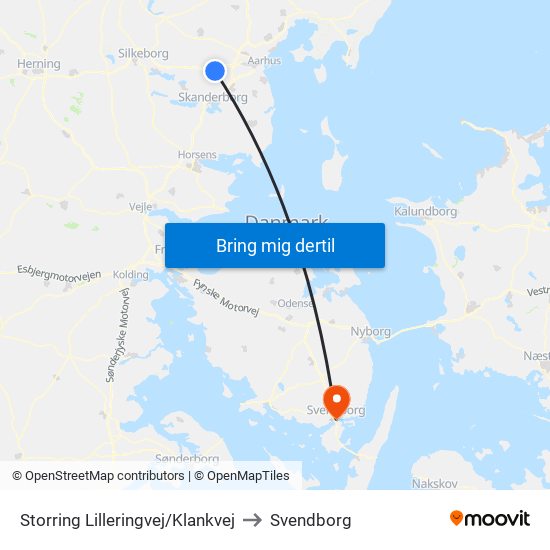 Storring Lilleringvej/Klankvej to Svendborg map