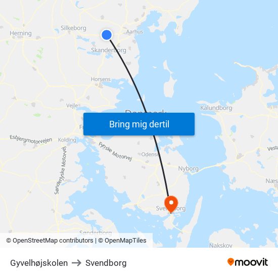 Gyvelhøjskolen to Svendborg map