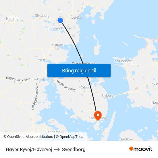 Høver Ryvej/Høvervej to Svendborg map