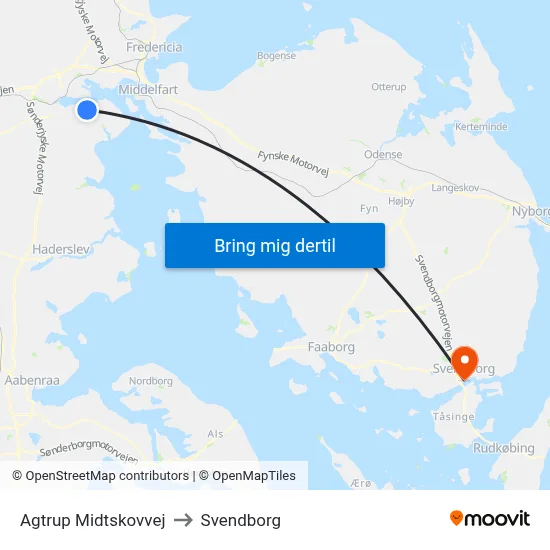 Agtrup Midtskovvej to Svendborg map