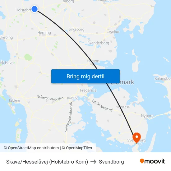 Skave/Hesselåvej (Holstebro Kom) to Svendborg map