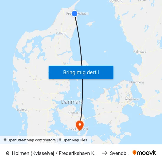 Ø. Holmen (Kvisselvej / Frederikshavn Kommune) to Svendborg map