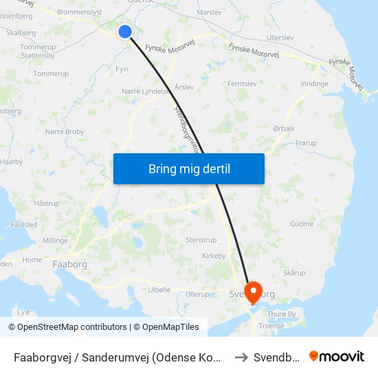 Faaborgvej / Sanderumvej (Odense Kommune) to Svendborg map