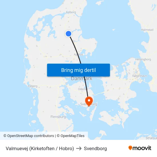 Valmuevej (Kirketoften / Hobro) to Svendborg map
