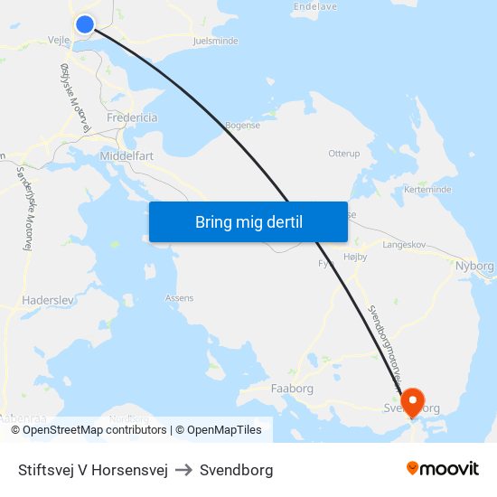 Stiftsvej V Horsensvej to Svendborg map