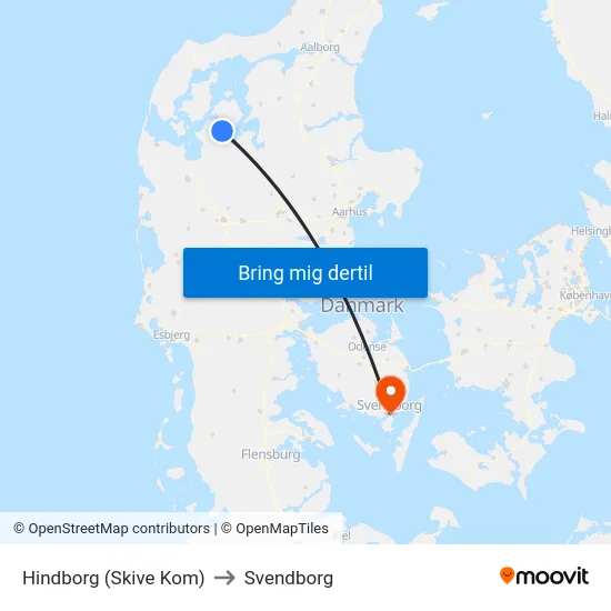 Hindborg (Skive Kom) to Svendborg map