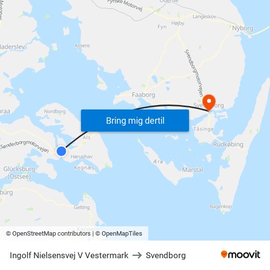 Ingolf Nielsensvej V Vestermark to Svendborg map