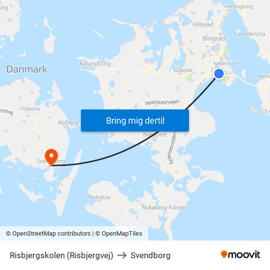 Risbjergskolen (Risbjergvej) to Svendborg map