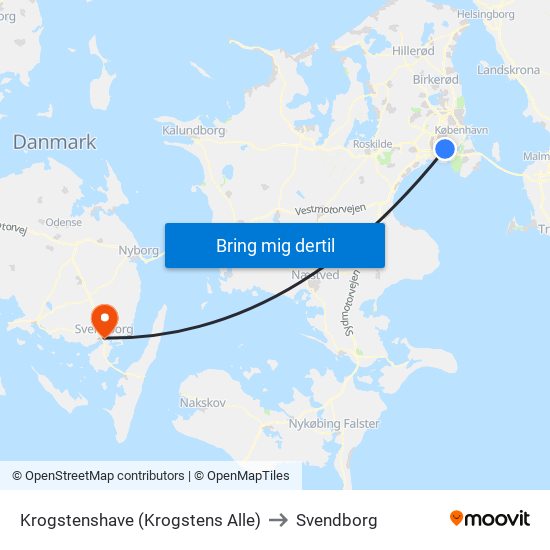 Krogstenshave (Krogstens Alle) to Svendborg map