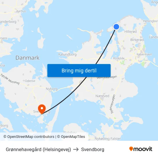 Grønnehavegård (Helsingevej) to Svendborg map