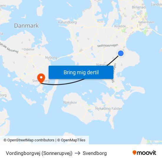 Vordingborgvej (Sonnerupvej) to Svendborg map