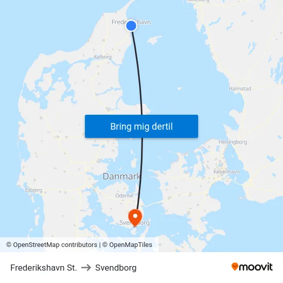 Frederikshavn St. to Svendborg map