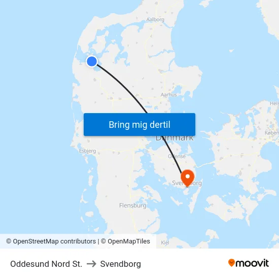 Oddesund Nord St. to Svendborg map
