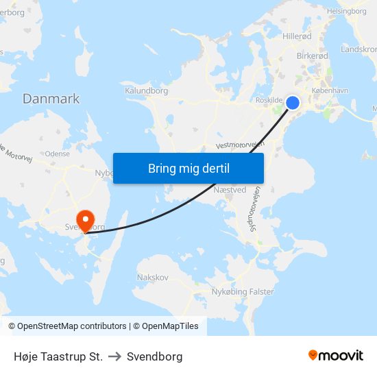 Høje Taastrup St. to Svendborg map