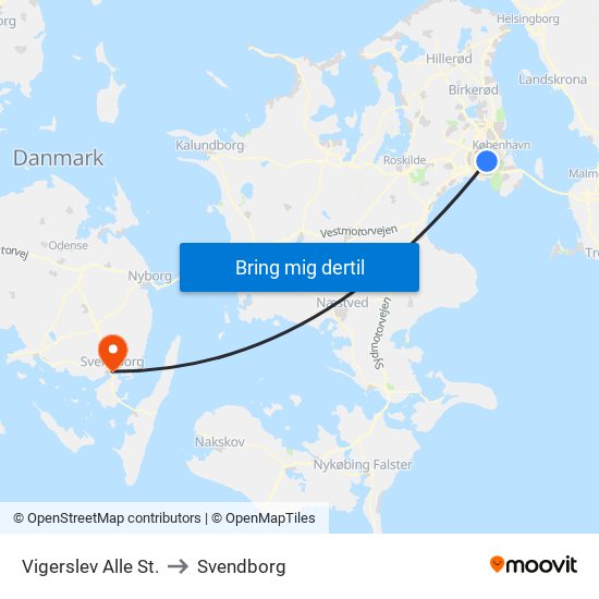 Vigerslev Alle St. to Svendborg map