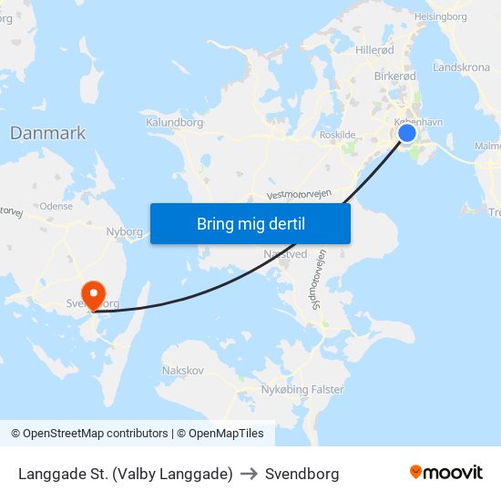 Langgade St. (Valby Langgade) to Svendborg map