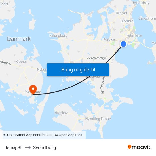 Ishøj St. to Svendborg map