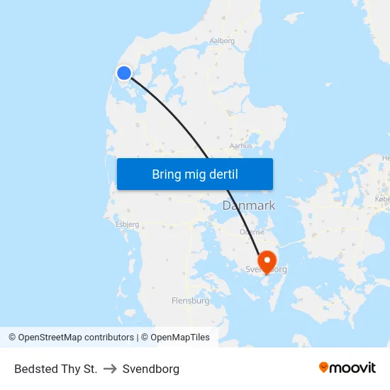 Bedsted Thy St. to Svendborg map
