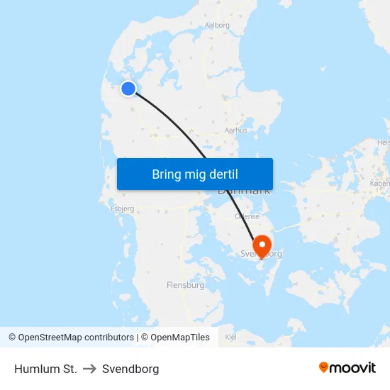 Humlum St. to Svendborg map