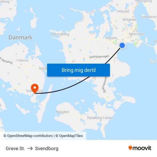 Greve St. to Svendborg map