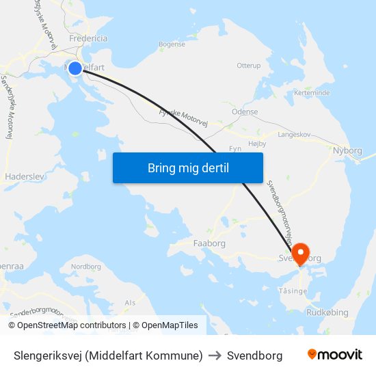 Slengeriksvej (Middelfart Kommune) to Svendborg map