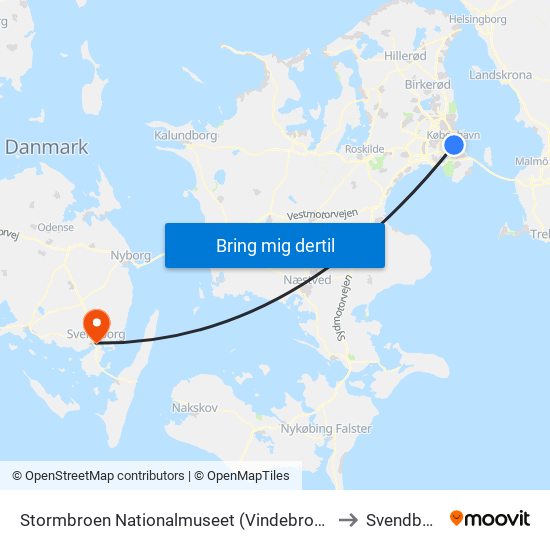 Stormbroen Nationalmuseet (Vindebrogade) to Svendborg map