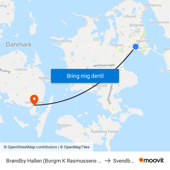 Brøndby Hallen (Borgm K Rasmussens Blvd) to Svendborg map
