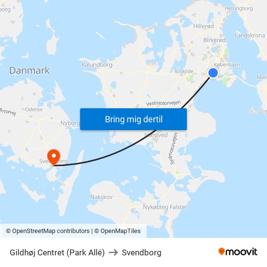 Gildhøj Centret (Park Allé) to Svendborg map