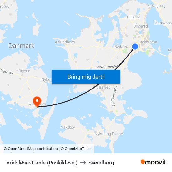 Vridsløsestræde (Roskildevej) to Svendborg map