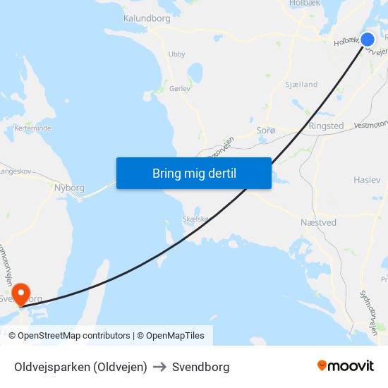 Oldvejsparken (Oldvejen) to Svendborg map