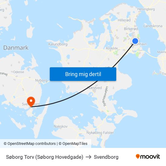 Søborg Torv (Søborg Hovedgade) to Svendborg map