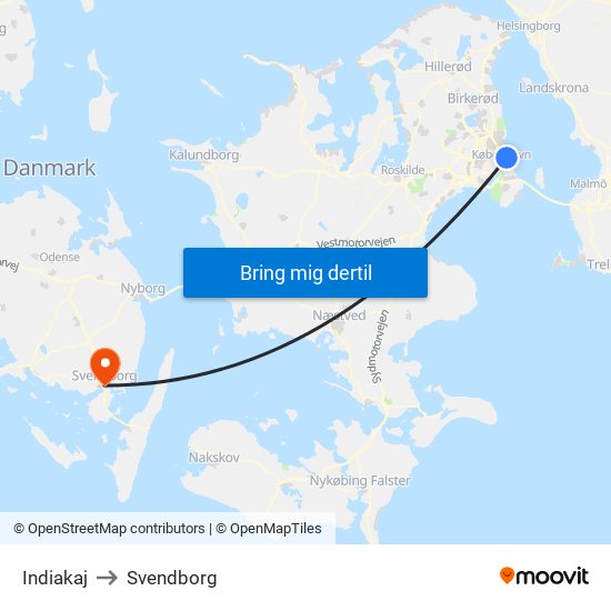 Indiakaj to Svendborg map